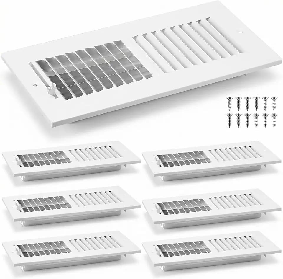 Zonon 6 Pcs 10 X 4 Inch Interior Size Ceiling Register Vent Cover White