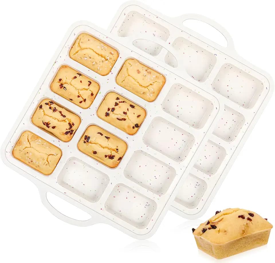 Silicone Mini Loaf Pan with Metal Frame, 12 Cups, Bread Silicone Molds