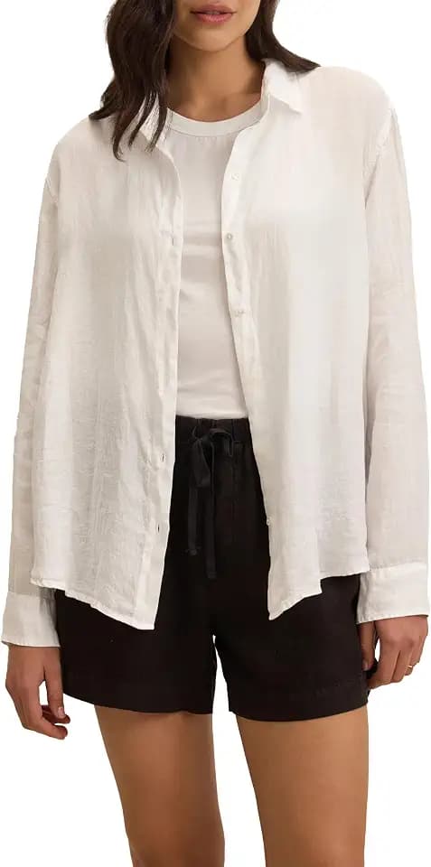 Velvet by Graham & Spencer Women's Sisi Woven Linen Button Up Shirt by Cleo Wade