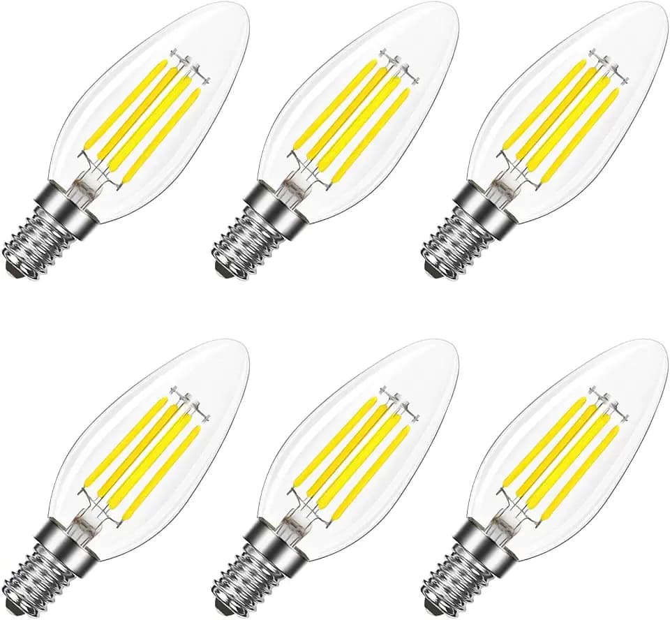 LUXRITE 8W LED Candelabra Bulb, 75W Equivalent, 5000K Bright White (6 Pack)