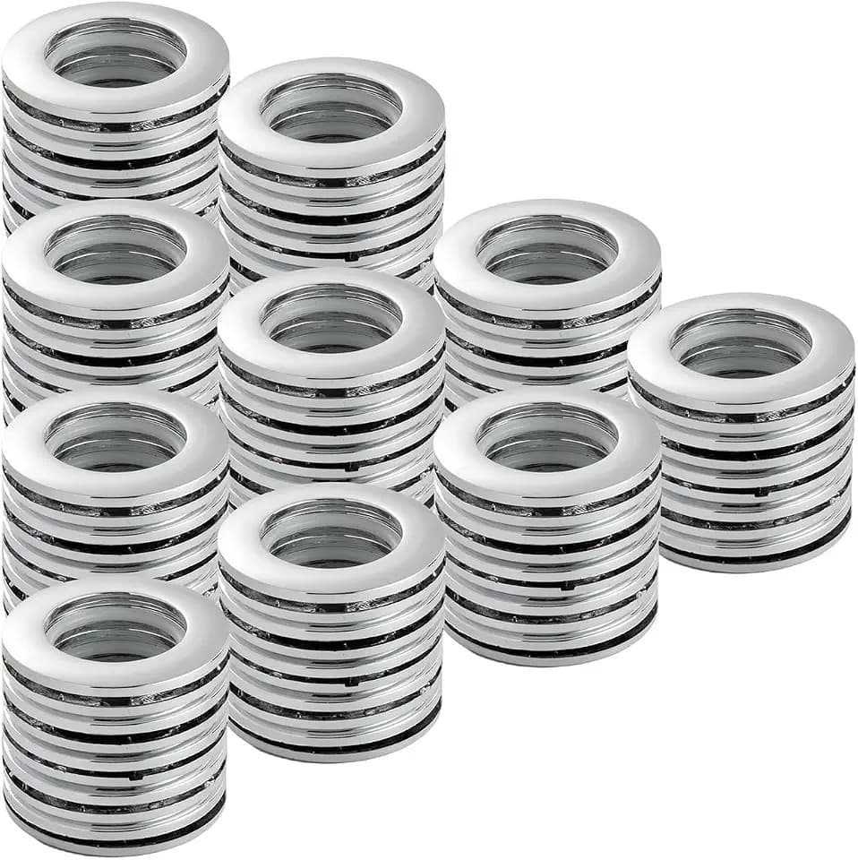 WICHEMI 50PCS Curtain Grommets 1-9/16" 40mm Inner Diameter Bright Silver