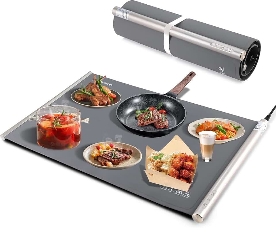 HAUSHOF Warming Mat for Food, Extra Large Food Warming Mat for Countertop