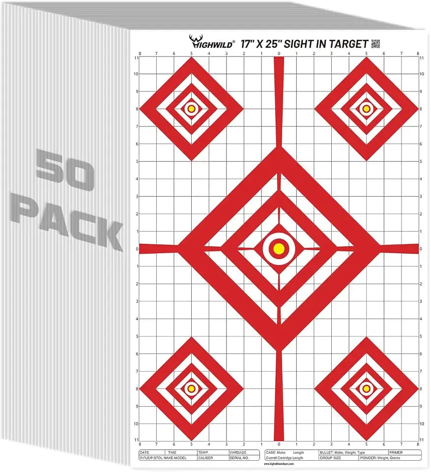 Highwild Sight in Shooting Range Paper Target - 17X25 Inches - Suitable for Handguns, Rifles, Airguns, BB Guns