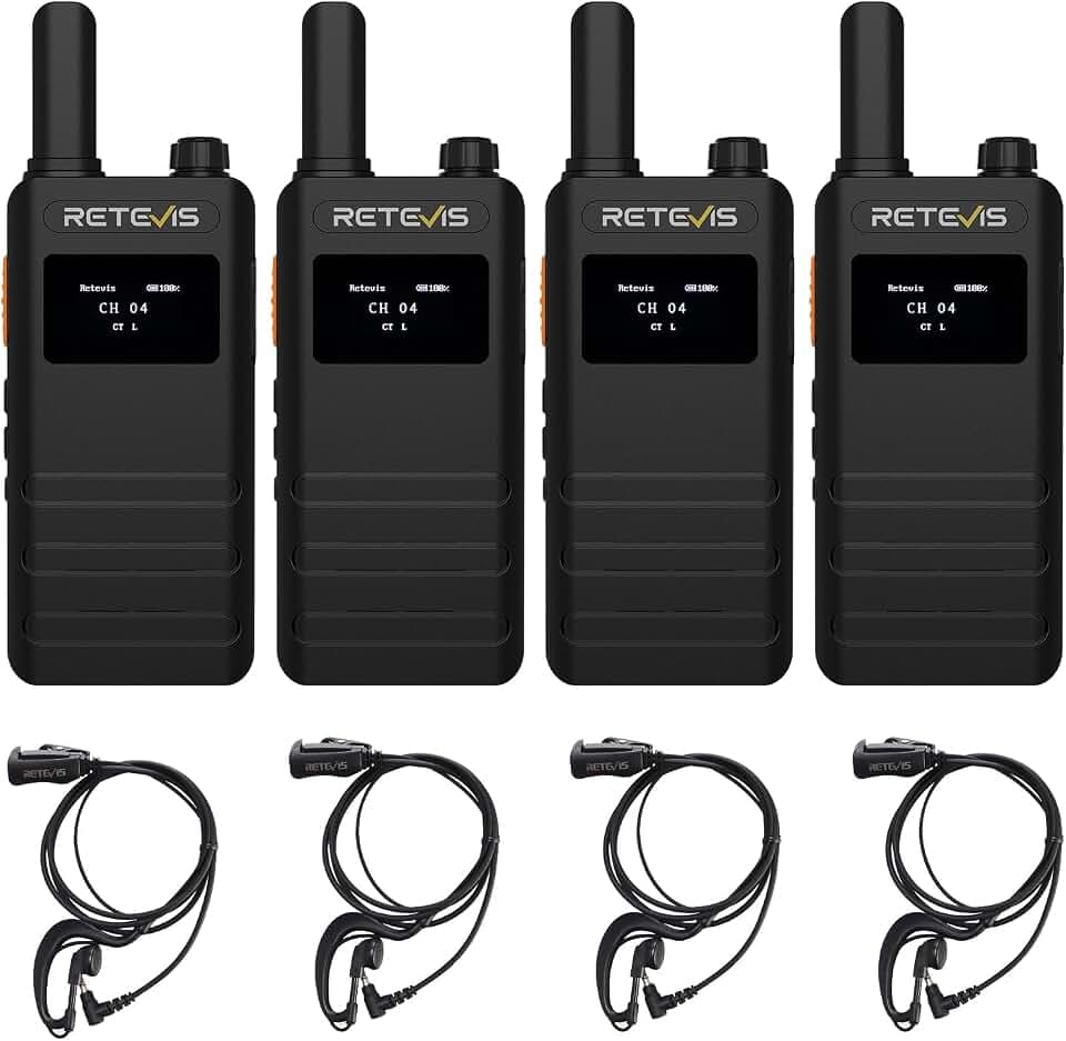 Retevis B63S Walkie Talkie PMR446 Dünne mit Ohrhörer LCD Bildschirm 4 Stück