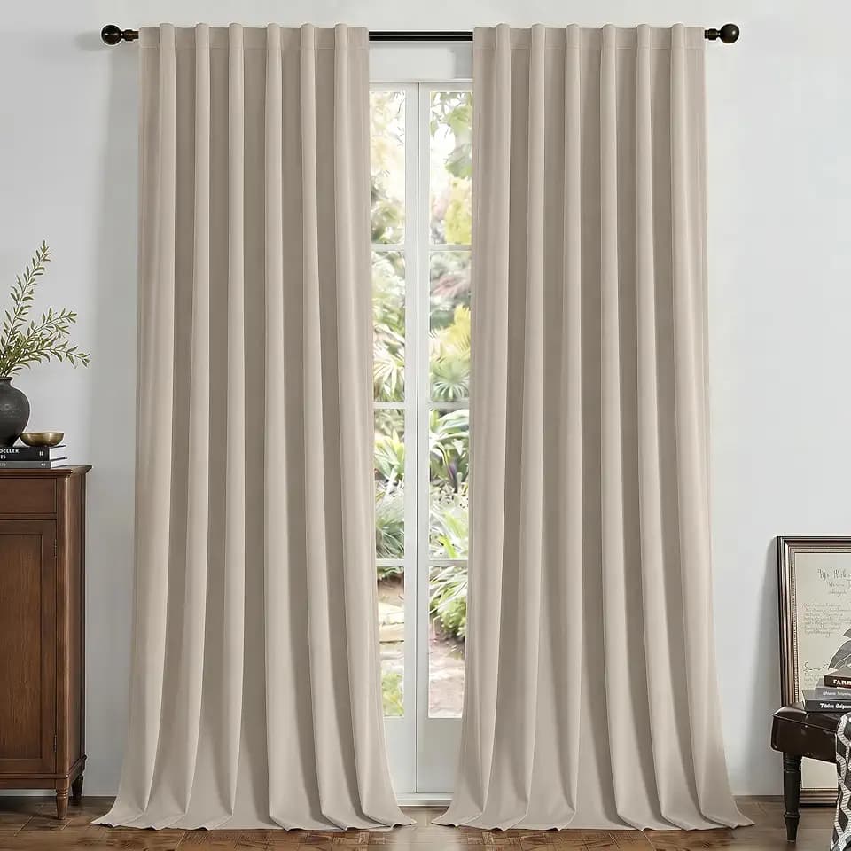 Joydeco 100% Blackout Curtains Velvet Black Out Curtain 84 Inch Drapes