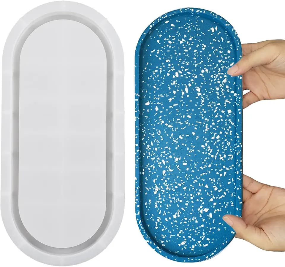 Wehous Large Oval Rolling Tray Mold - 13in Silicone Tray Molds with Edges for Epoxy Resin Craft & Home Decor