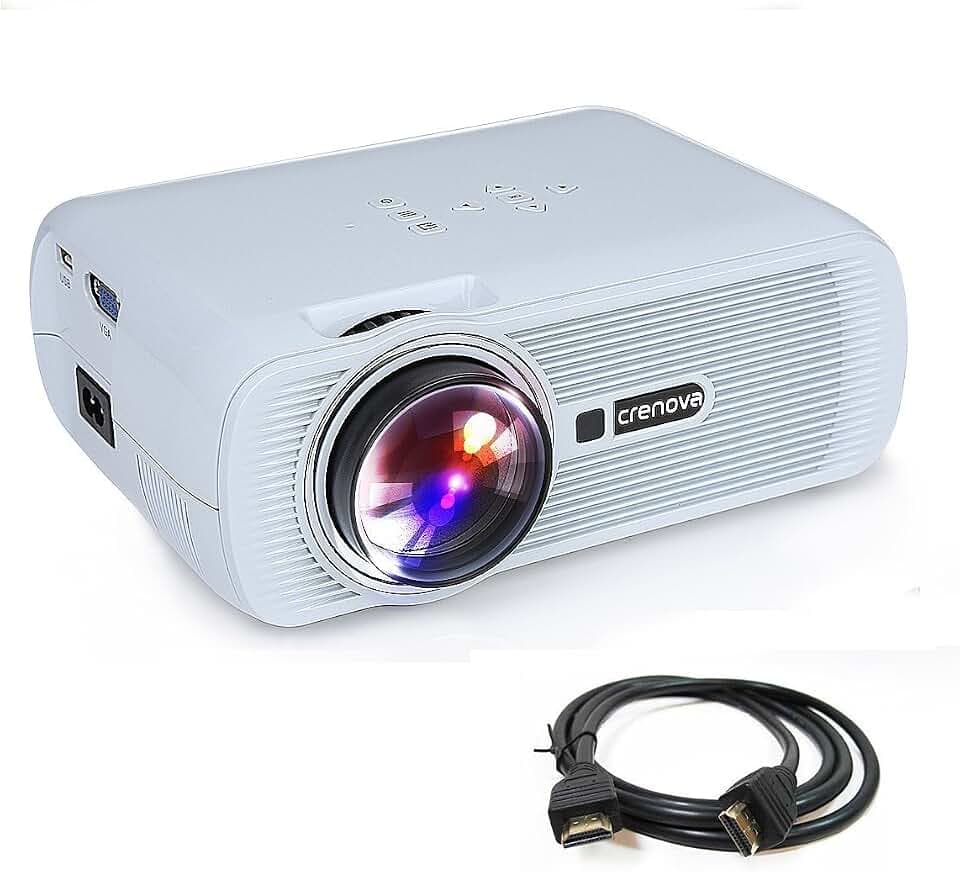 Crenova XPE460 Beamer, LED Upgrade Beamer 800*480 Auflösung Augenschutz inklusive HDMI Kabel für das Heim- Gartenkino verknüpfbar mit TV Laptop PC Spielekonsole SD Karte unterstützt iPad /Smartphone