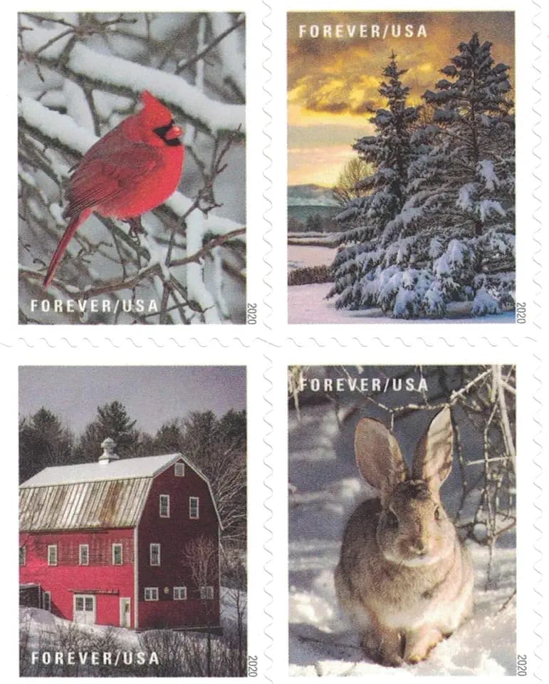 USPS Forever Stamps Winter Scenes - Book of 20 Postage Stamps