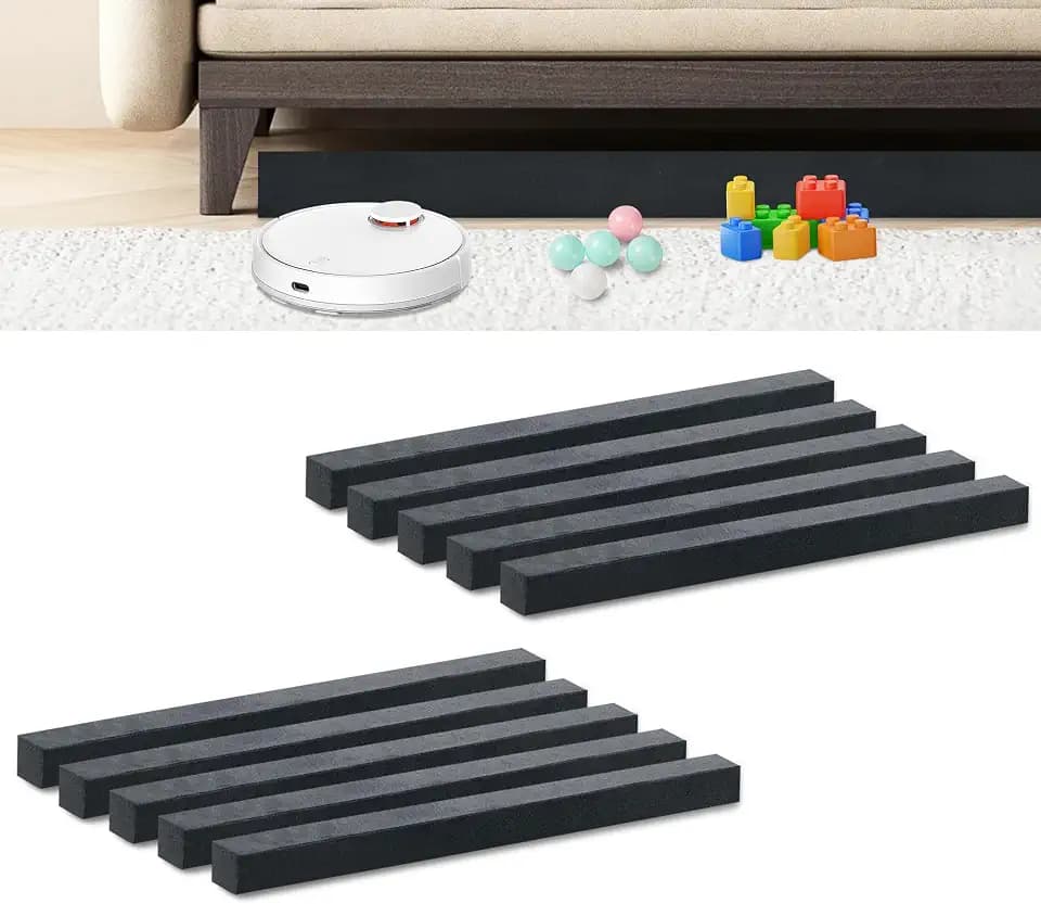 10 PCS Under Couch Blocker, 17" L x 1.2" H Sponge Under Furniture Blocker with Strong Adhesive, Stop from Getting Under Sofa Couch Bed for Pets Toys Easy to Install