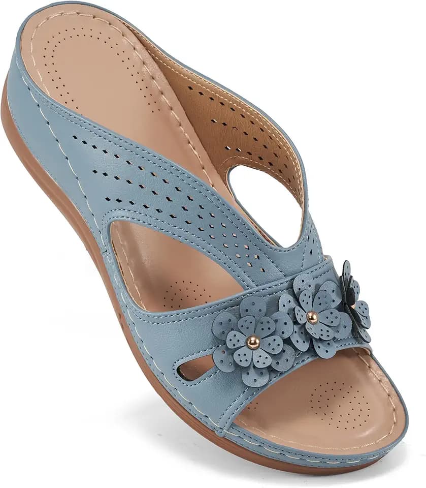 Ecetana Women's Wedge Sandals Comfortable Summer Dressy Platform Slides