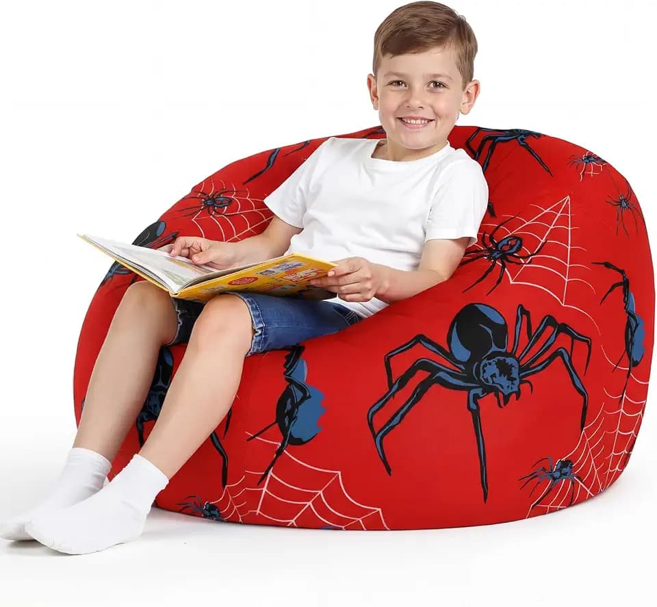 Boao 27 Inches Stuffed Animal Storage Bean Bag Cover, Spider, 1 Pc