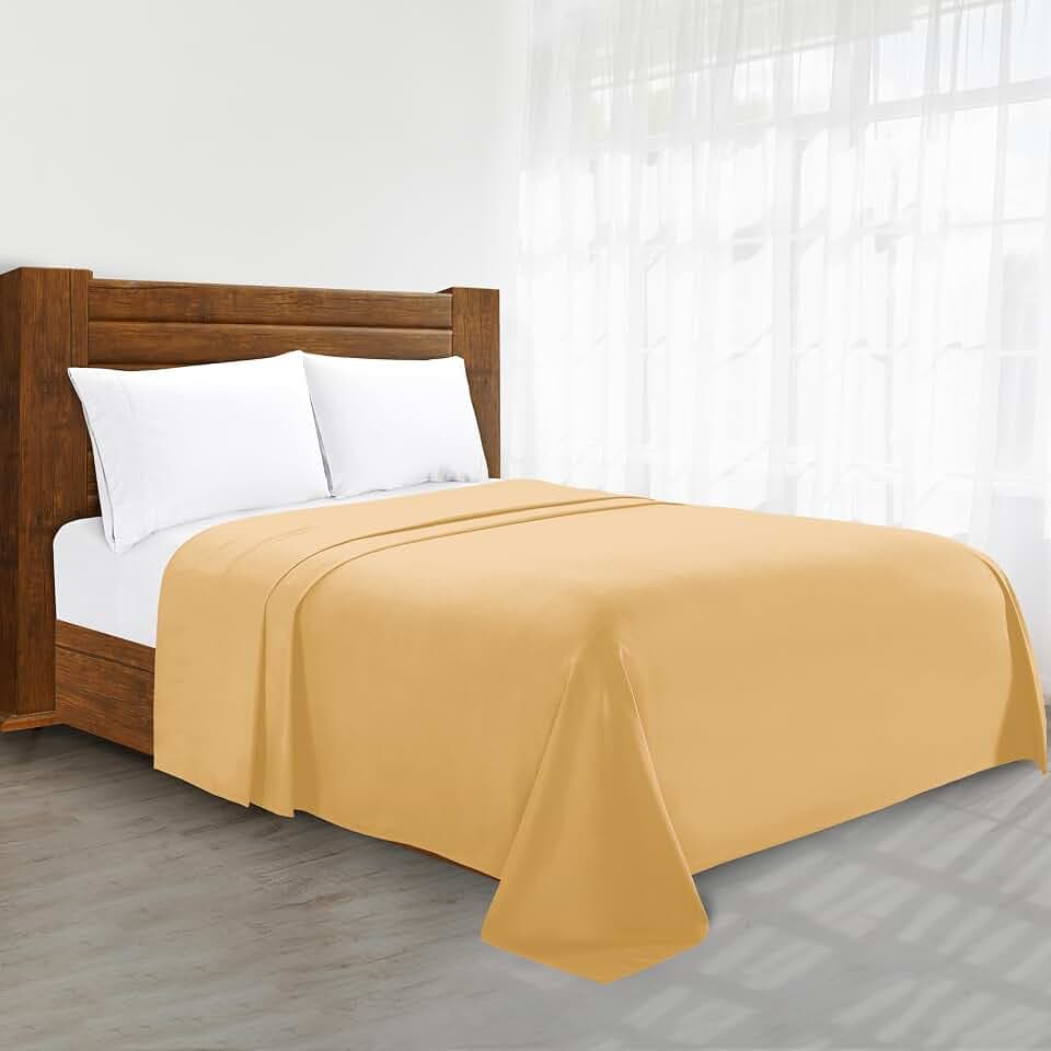 Luxury Flat Sheet on Amazon Elegant Comfort Wrinkle-Free 1500 Premier Hotel Quality 1-Piece Flat Sheet, King Size, Gold