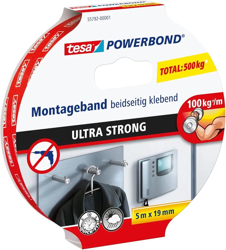 tesa Powerbond ULTRA STRONG doppelseitiges Montageband - 5 m
