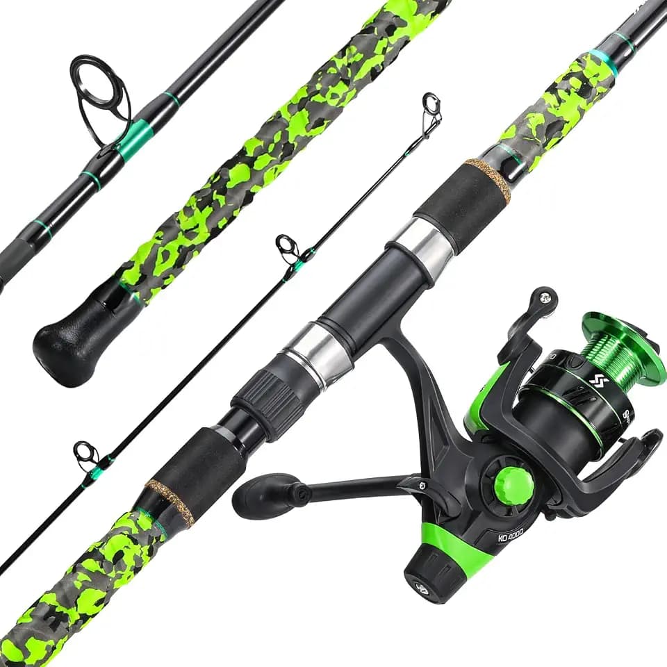 Sougayilang 3 Piece Surf Fishing Rod Combo Medium/Heavy Travel Spinning Rod with 4000/5000 Size Reel Baitfeeder Combo(9'/10'/11'12')