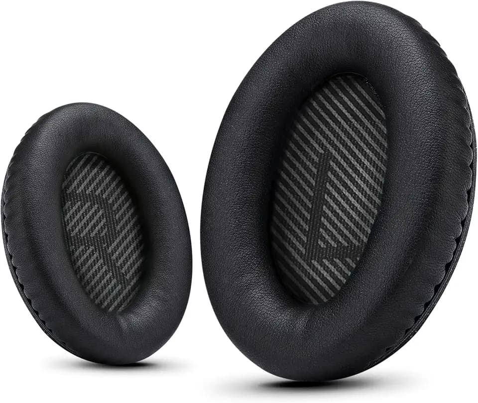Krone Kalpasmos -Ohrpolster für Bose Kopfhörer, kompatibel mit Bose QuietComfort 35 II / QC35 / QC25 / QC2 / QC15 / Ae2 / Ae2i / Ae2w / SoundTrue & SoundLink (Over-Ear) Schwarz/Schwarz