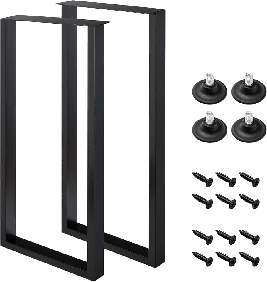 36 Inch Metal Bar Table Legs,DIY Furniture Legs,Black Set of 2.
