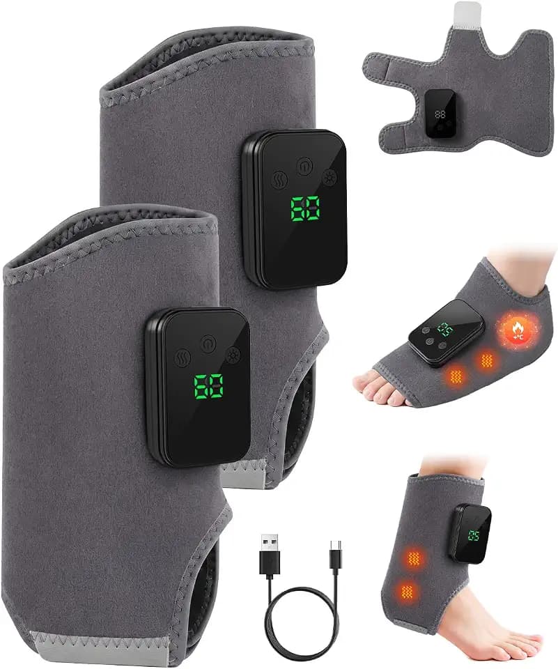 2 Stück Fussmassagegerät, 3-in-1 Fußmassagegerät Testsieger, mit Kompression 5 Wärme & 3 Vibrationsstufen, Kabelloses Foot Massager Elektrisch Tragbares Fussmassagegerät für Neuropathie&Durchblutung