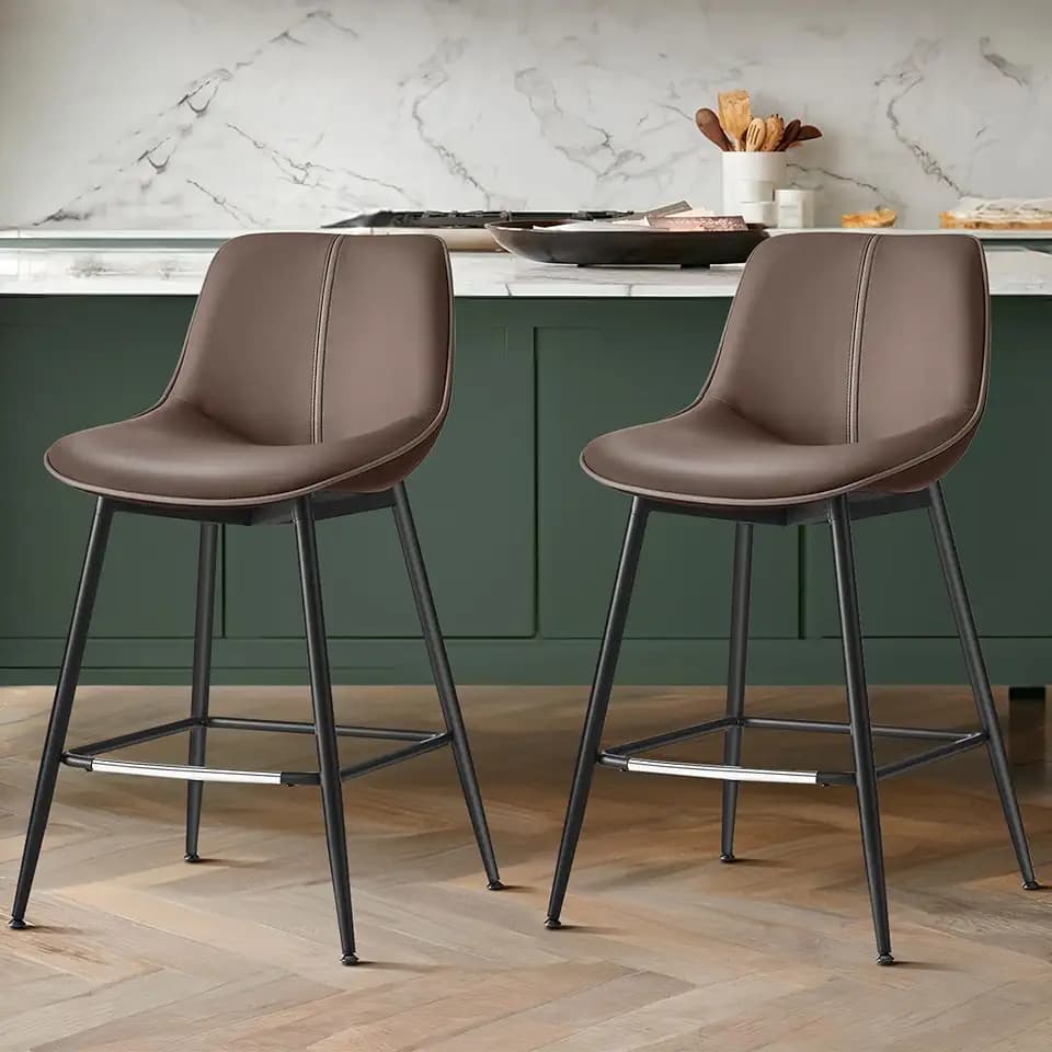 VASAGLE Bar Stools Set of 2, Counter Height, with Back, 24.8-Inch