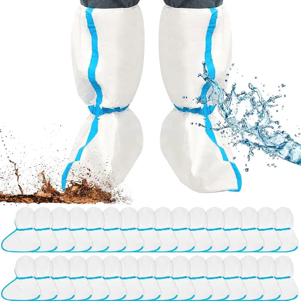 16 Pairs Disposable Hazmat Boot Covers, Waterproof Non-slip