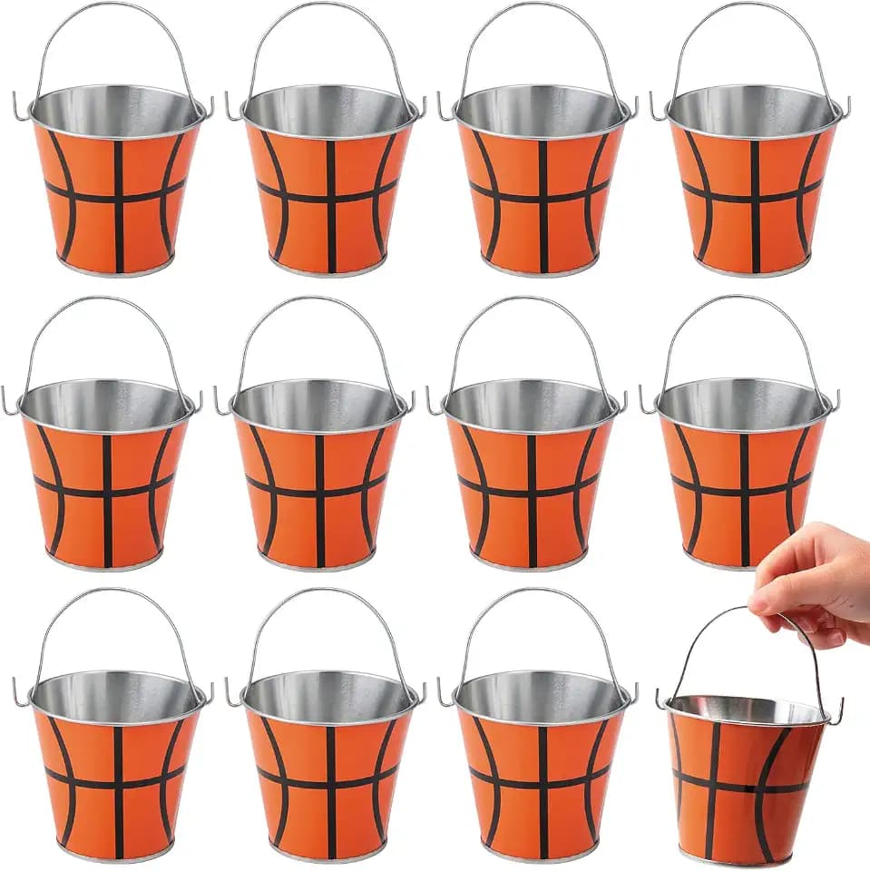 2 3/4" x 3 1/2" Mini Metal Basketball Pails - 12 Pc.