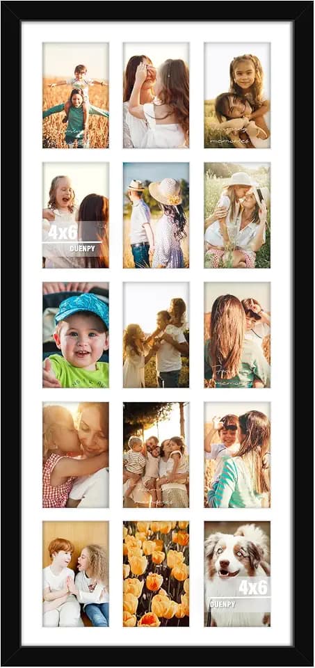 DUENPY 14x32 Collage Frame For 15 4x6 Photos Black