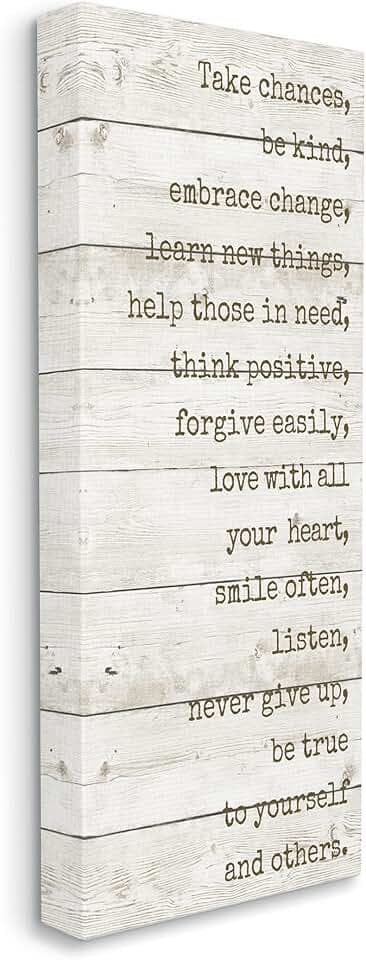 Stupell Industries 'Take Chances Family Home Inspirational Word Textured Wood Design', Canvas Art, 20 x 48 Inches, Easy to Hang and Sturdy, Made in USA, by Anna Quach
