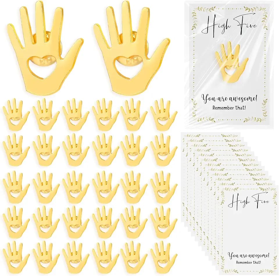 Foilswirl 40 Sets Employee Appreciation Gifts Gold Hand Lapel Pins, Heart