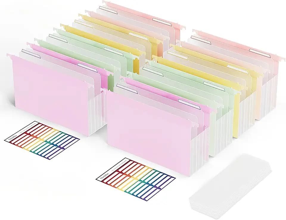 ThinkTe 8 Pack-4.72" Plastic Expanding Hanging File Folders,Letter Size