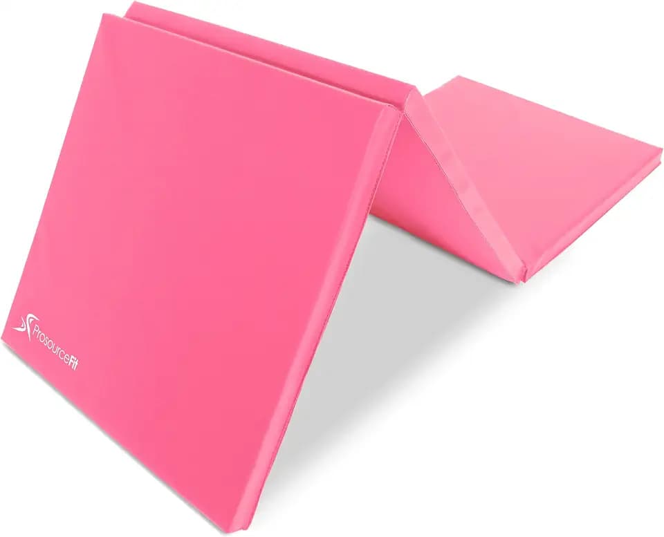 ProsourceFit Tri-Fold Folding Thick Exercise Mat 6’x2’ with Carrying Handles for MMA, Gymnastics, Stretching, Core Workouts