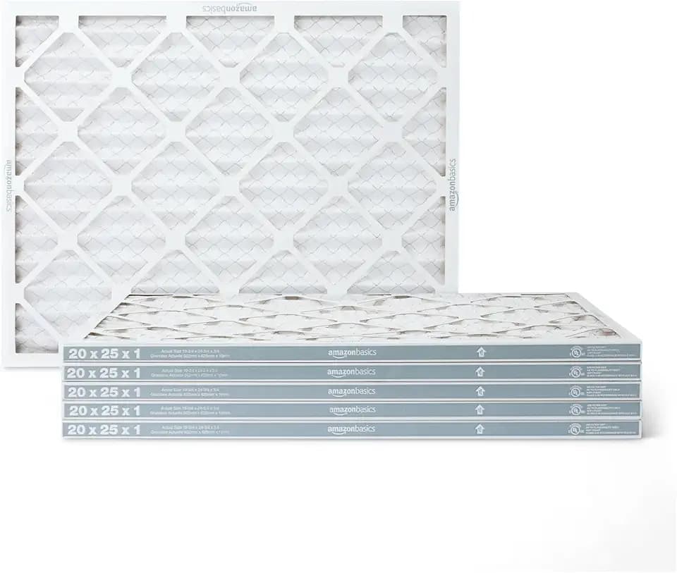 Amazon Basics MERV 5 AC Furnace Air Filter, 20x25x1 inches, 6-Pack (Actual size: 19.75" x 24.75" x 0.75")