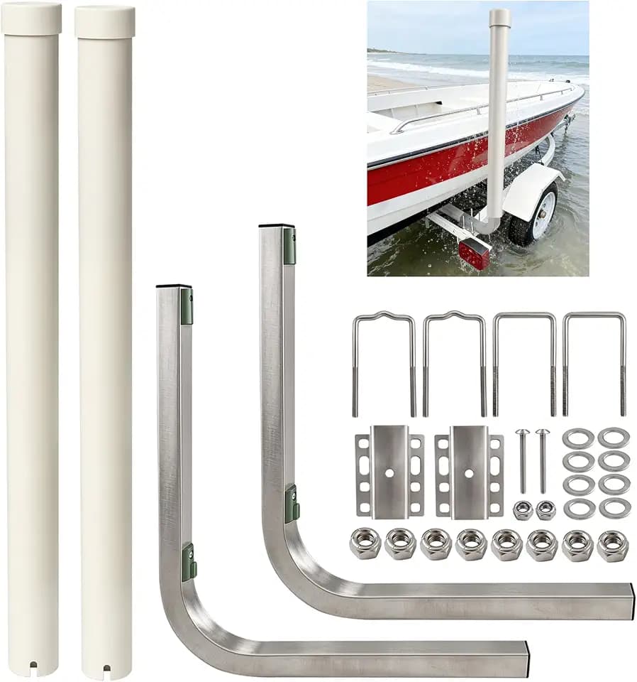 60'' 316L Stainless Steel Trailer Post Guide on Anti seawater Corrosion Boat Trailer Guide-ons-60in 2*UPVC Tube Trailer Guide Bars with Cushioned Rubber pad
