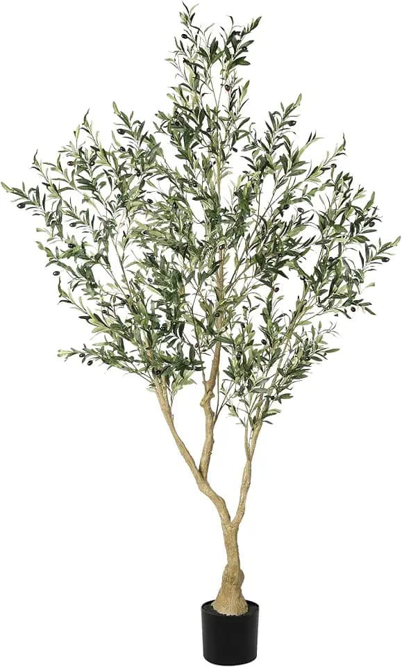 LYERSE Olive Trees Artificial Indoor 7ft, Large Branches, Lifelike Fruits