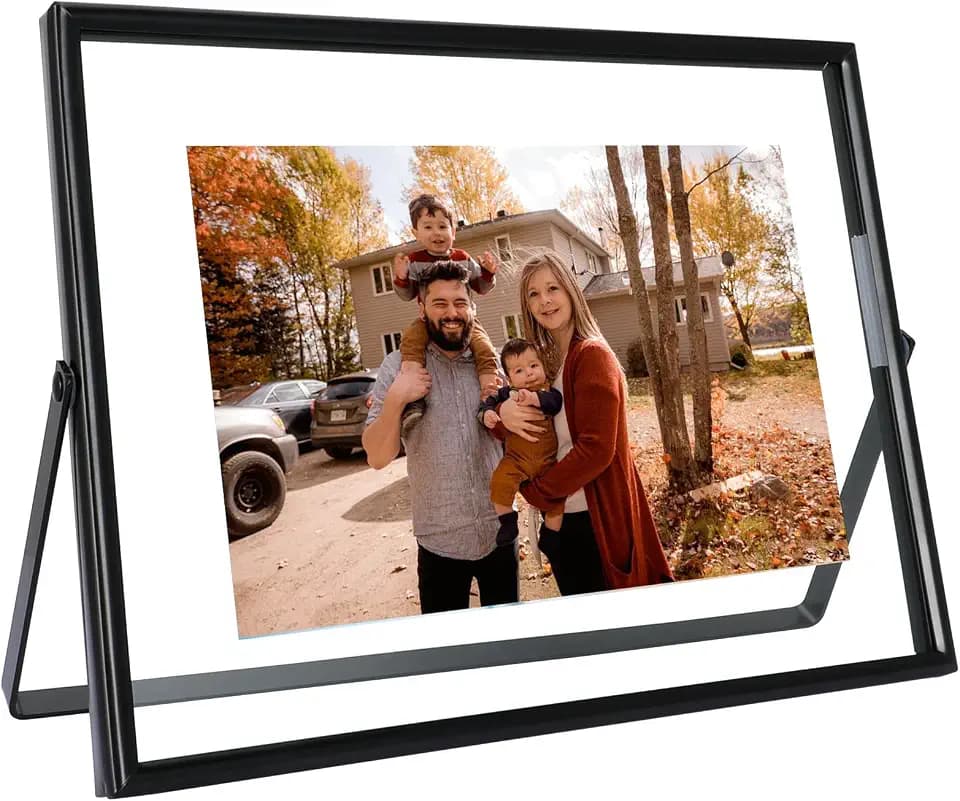Black Floating Frame (6"x8",Horizontal), For Picture Sizes 5x7, 4x6, 3x5, Tabletop Shelf Photo Frames, Classy Gift For Festival, Wedding, Birthday, Home or Office Décor