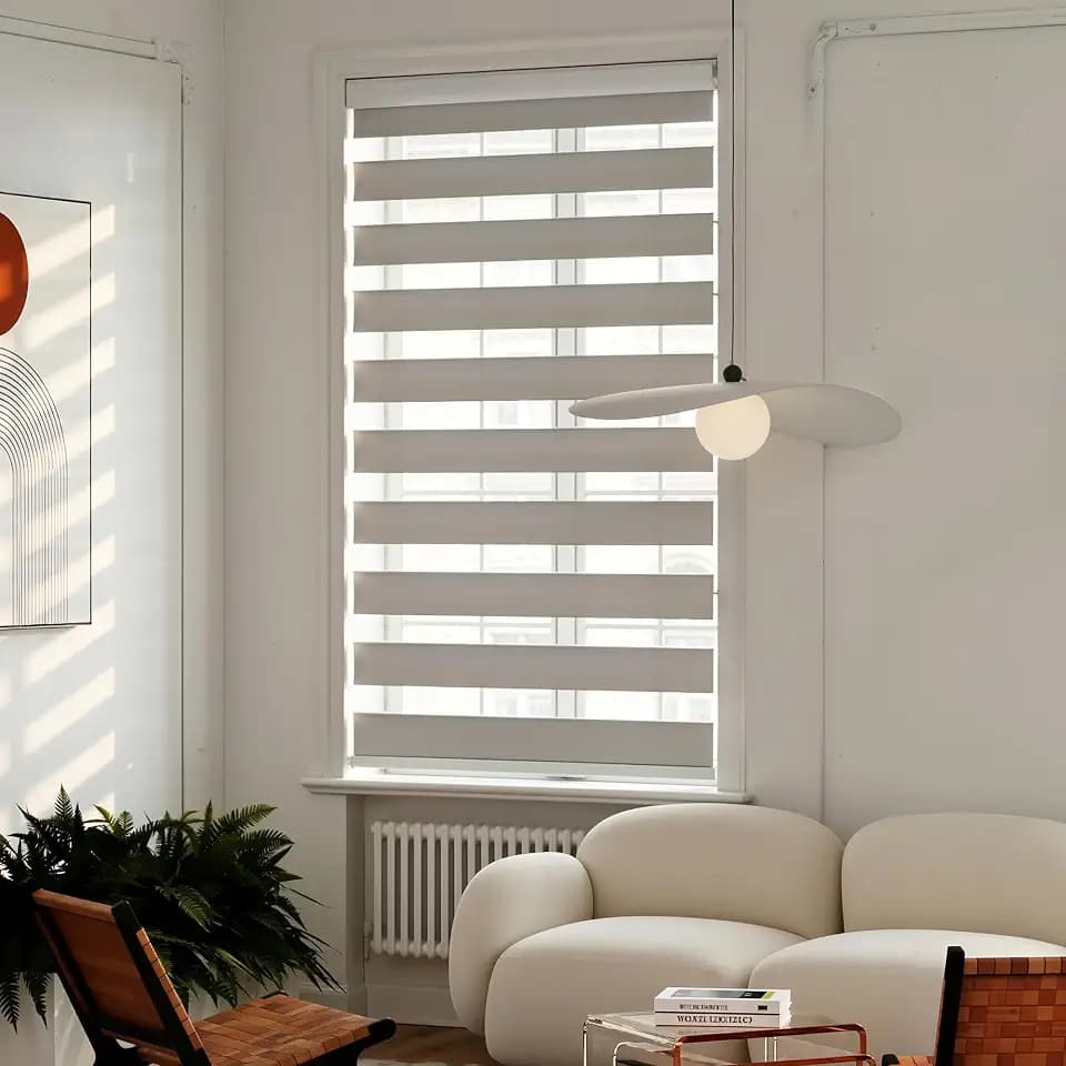 GHV Zebra Blinds for Windows, Gray, 31 in (W) x 64 in (H)