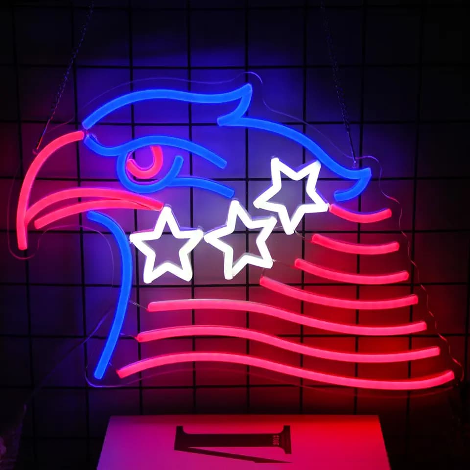 Patriotic Eagle Flag Neon Sign USA Stars and Stripes Light for Wall Decor