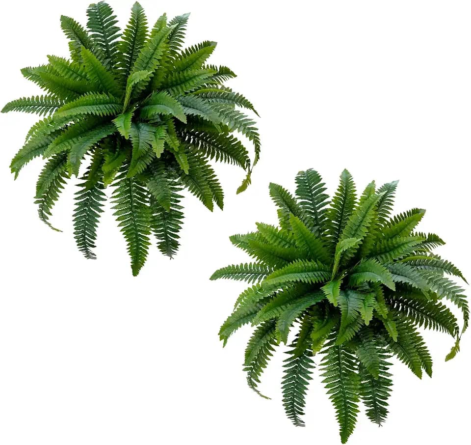 Senjie Fake Ferns 2 Set 55 Branches Artificial Ferns for Outdoors 33in