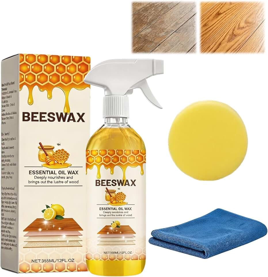 Beeswax Floor Spray,Beeswax Essential Oil Wax,2026 New Beeswaxs Wood Polish Spray,Upgrade Natural Furniture Waterproof Polish and Cleaner for Wood Multipurpose Wood Wax Restorer for Floors(335ml)
