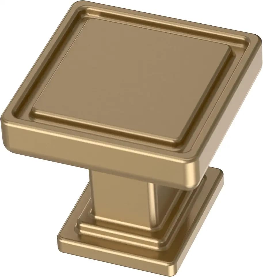 Franklin Brass 10 Pack Champagne Bronze Gold Cabinet Knobs 1 inch (25mm) Kitchen Cabinet Handles and Drawer Knobs for Cupboards, Dressers, Furniture, Bathroom Vanity |Recessed Square