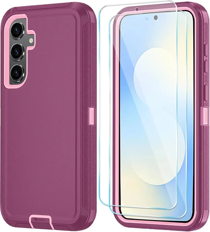ONOLA for Samsung Galaxy S25 FE Case, 3-Layer Cover, WineRedPink