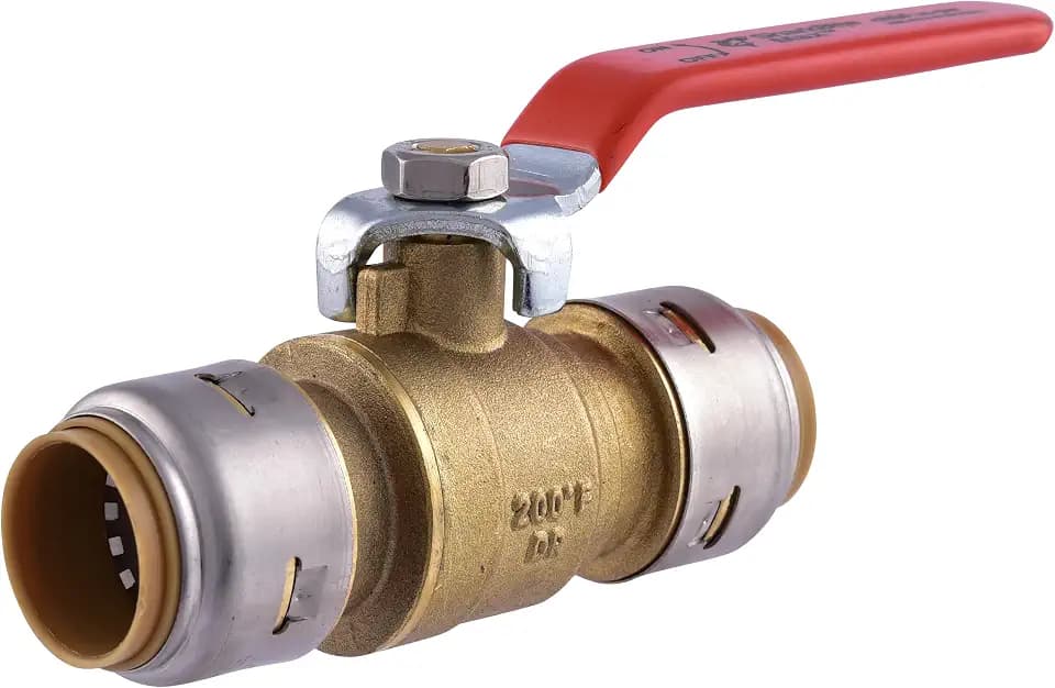 SharkBite Max 3/4 Inch Ball Valve, Push To Connect Brass Plumbing Fitting, Water Shut Off, PEX Pipe, Copper, CPVC, PE-RT, HDPE, UR22185A