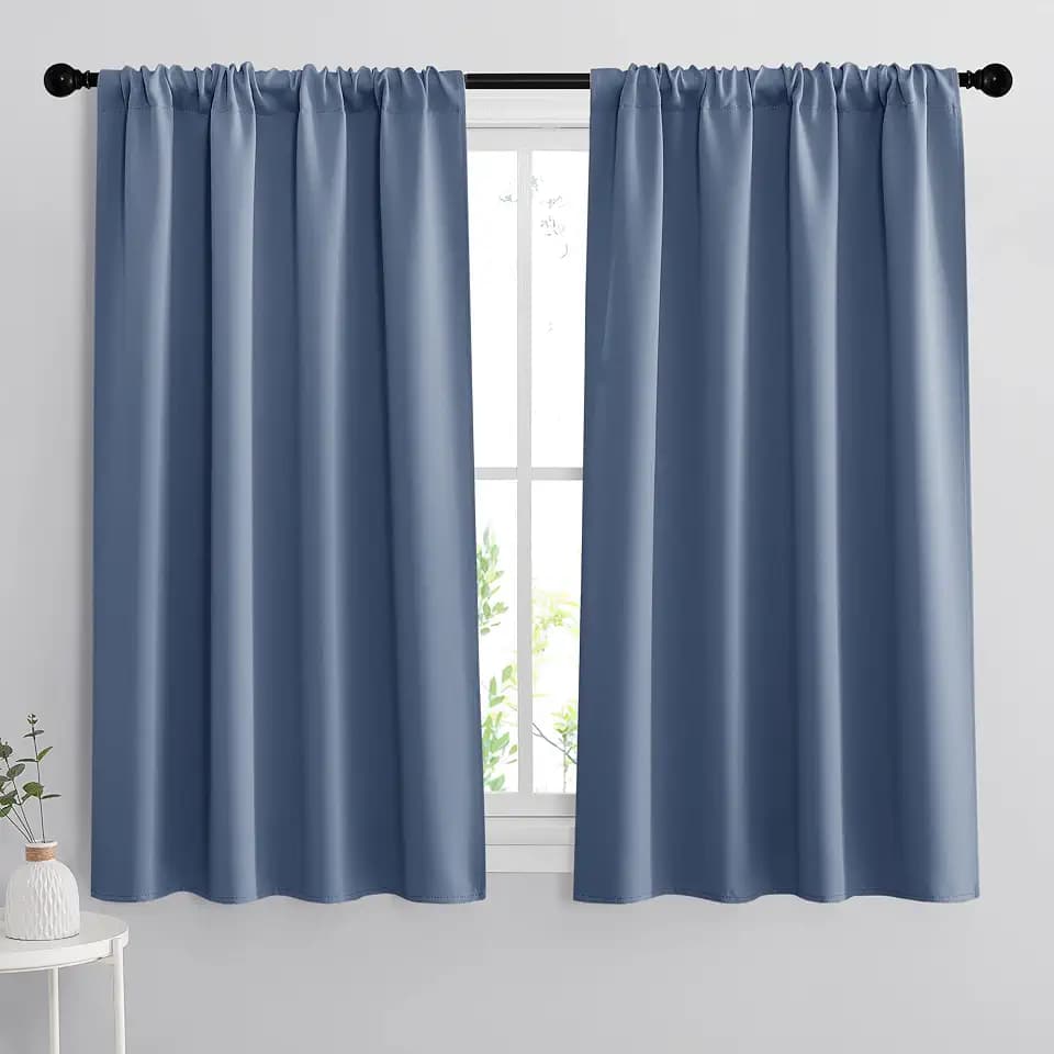 RYB HOME Short Blackout Curtains for Bedroom, Room Darkening, Rod Pocket