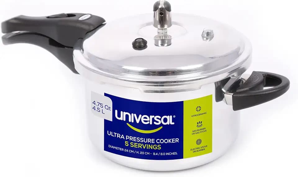 Universal Ultra 4.75 Quart Pressure Cooker, Anti-Rust Aluminum Stovetop Pressure Cooker with 5-Layer Safety System, Dishwasher Safe, 5-Serving Capacity