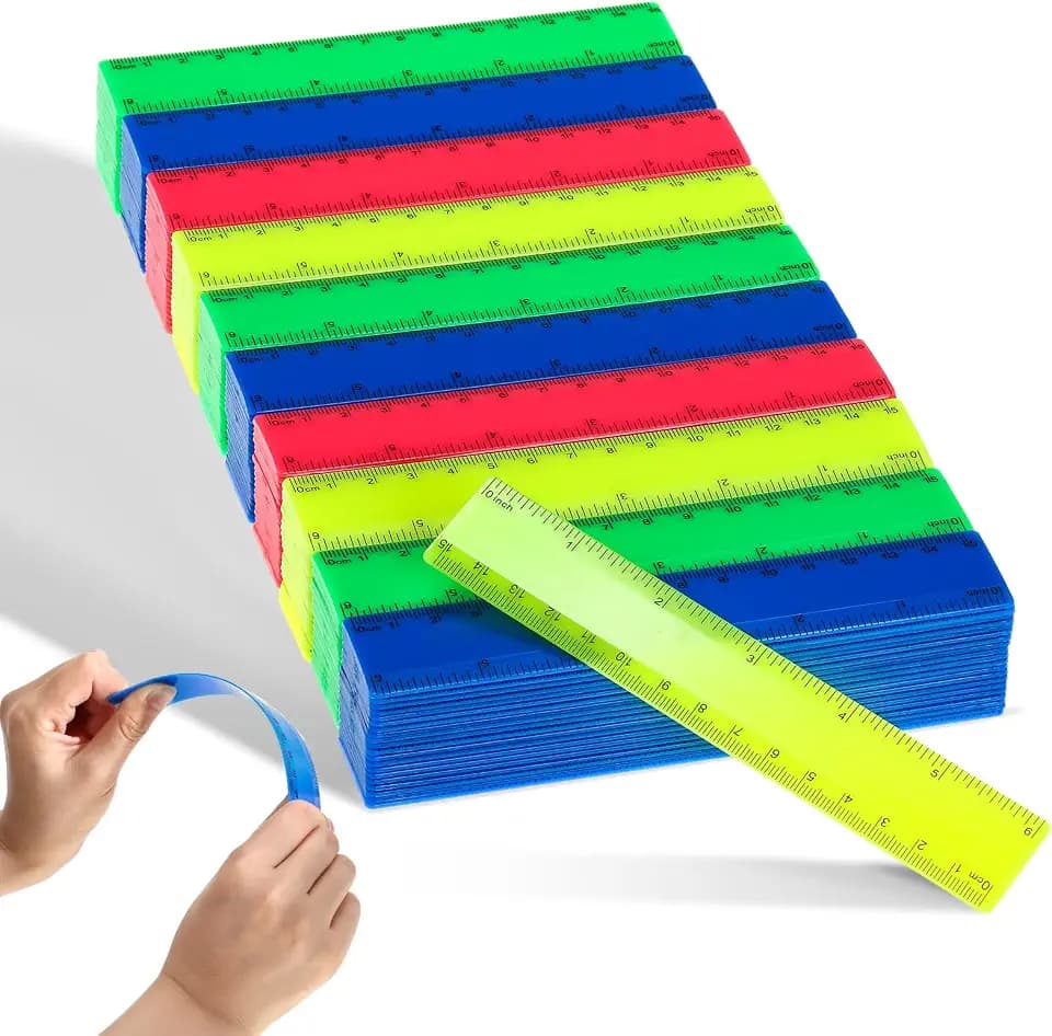 Rulers Bulk Plastic Flexible Straight Rulers, Opaque Bright Color, 6 Inch