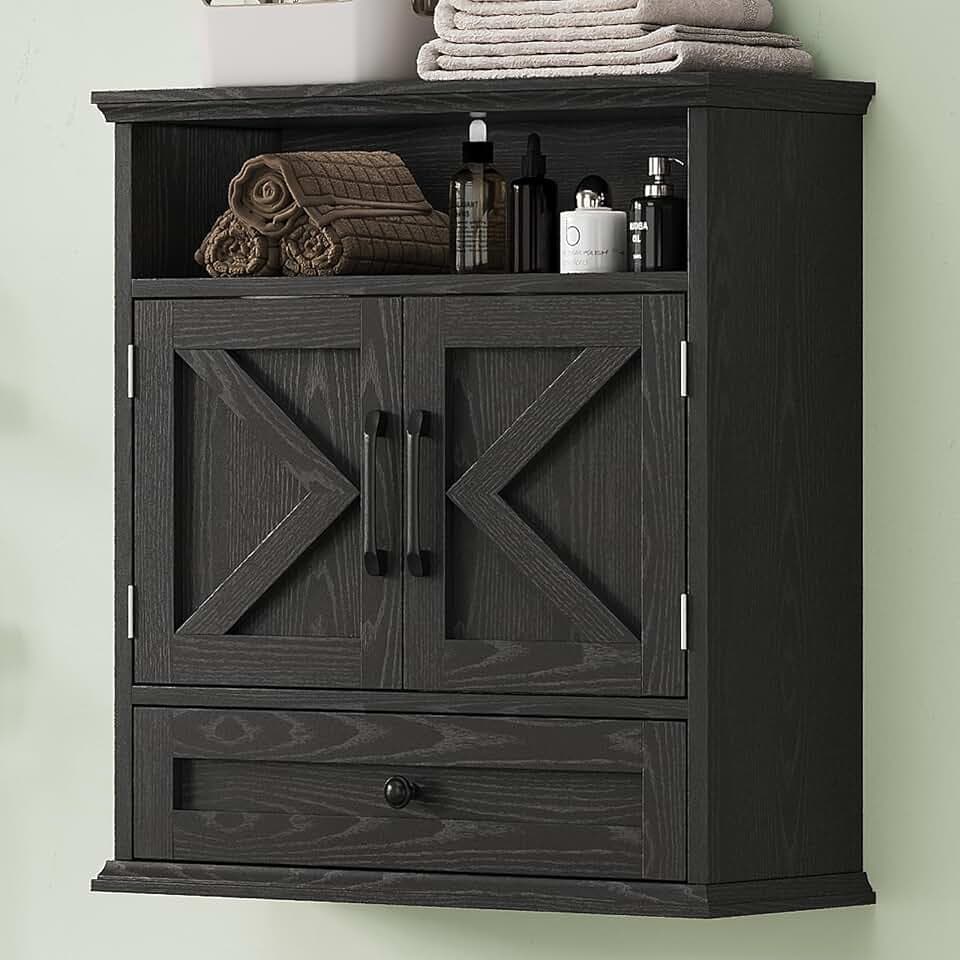 Bathroom Wall Cabinet, Wall Mounted Medicine Cabinet 24.4"H x 23.6"W x 9"D