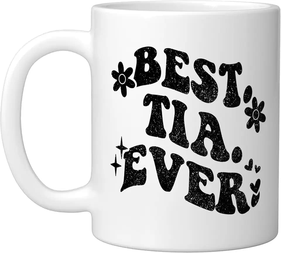 Retro Groovy Best TIA Ever First Name Mother's Day Girl Ceramic Mug, White, 11oz