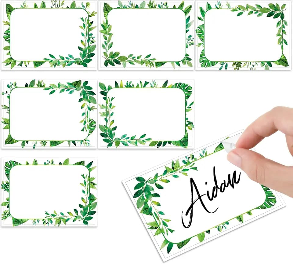Engrowtic 240 Pcs Greenery Name Tags, Summer Leaves Border for Party