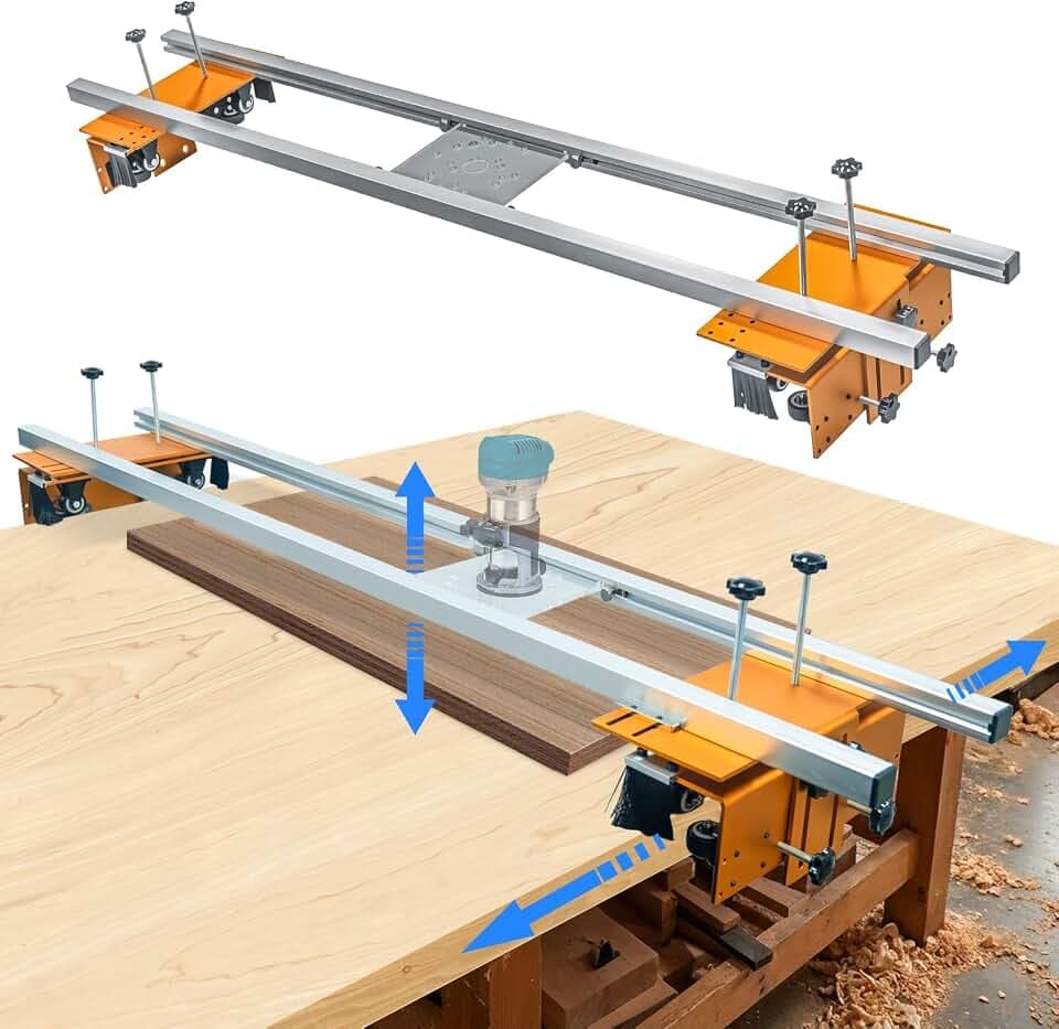Upgrade 58 Inches Router Sled for Flattening Slabs, 3 Axis Adjustable High-precision Slab Flattening Router Sled, Sturdy Router Jig for Woodworking, Home Improvement Project, Home DIY