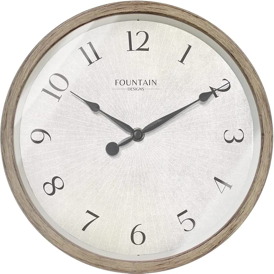10" Silent Modern Farmhouse Wall Clock, Gray Oak Finish