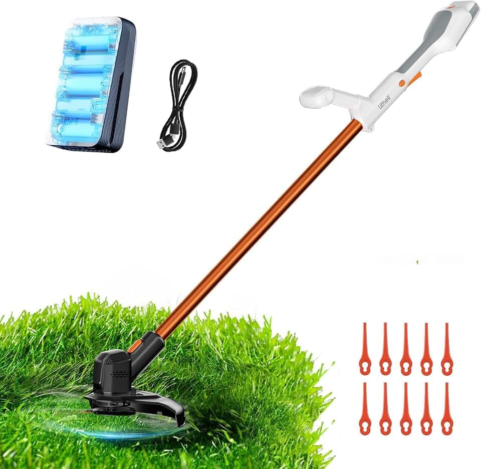 Litheli Akku Rasentrimmer 20V, 25cm Rasentrimmer mit Akku und Leistungsstarkem Motor, 2.0 Ah Akku, Geeignet für Gartenrasen und Außenschnitt, Rasentrimmer