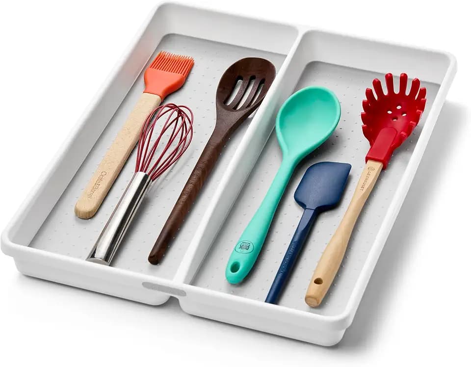 madesmart Classic 2 Compartment Compact Utensil Organizer, White